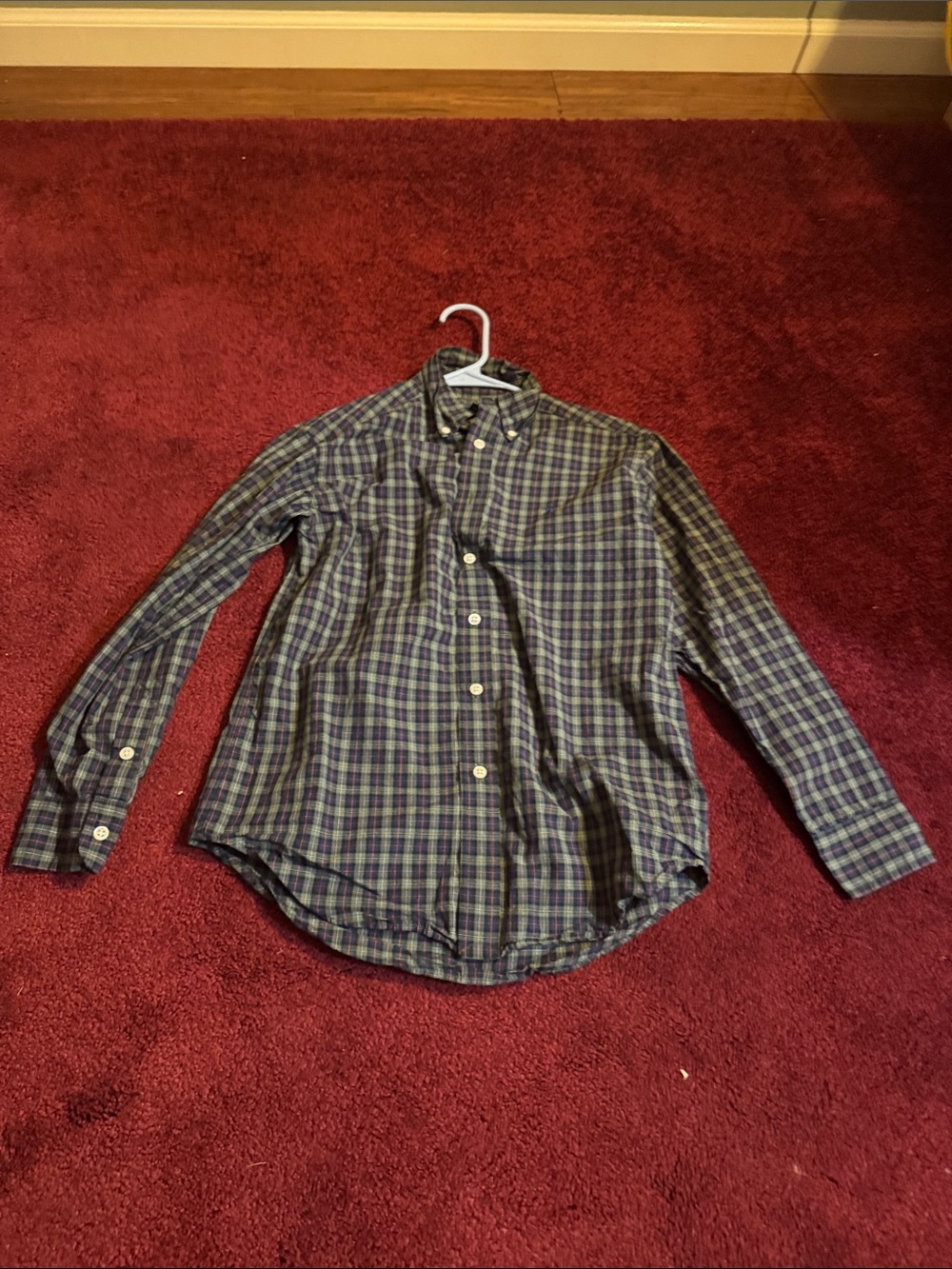 Ralph Lauren Boys Navy Green Plaid Button-Down Shirt